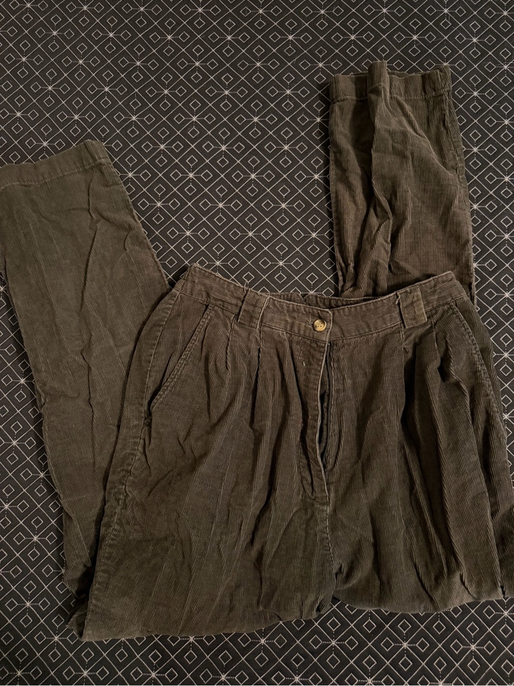 Cabin Creek Olive Green Corduroy High-Waist Pants